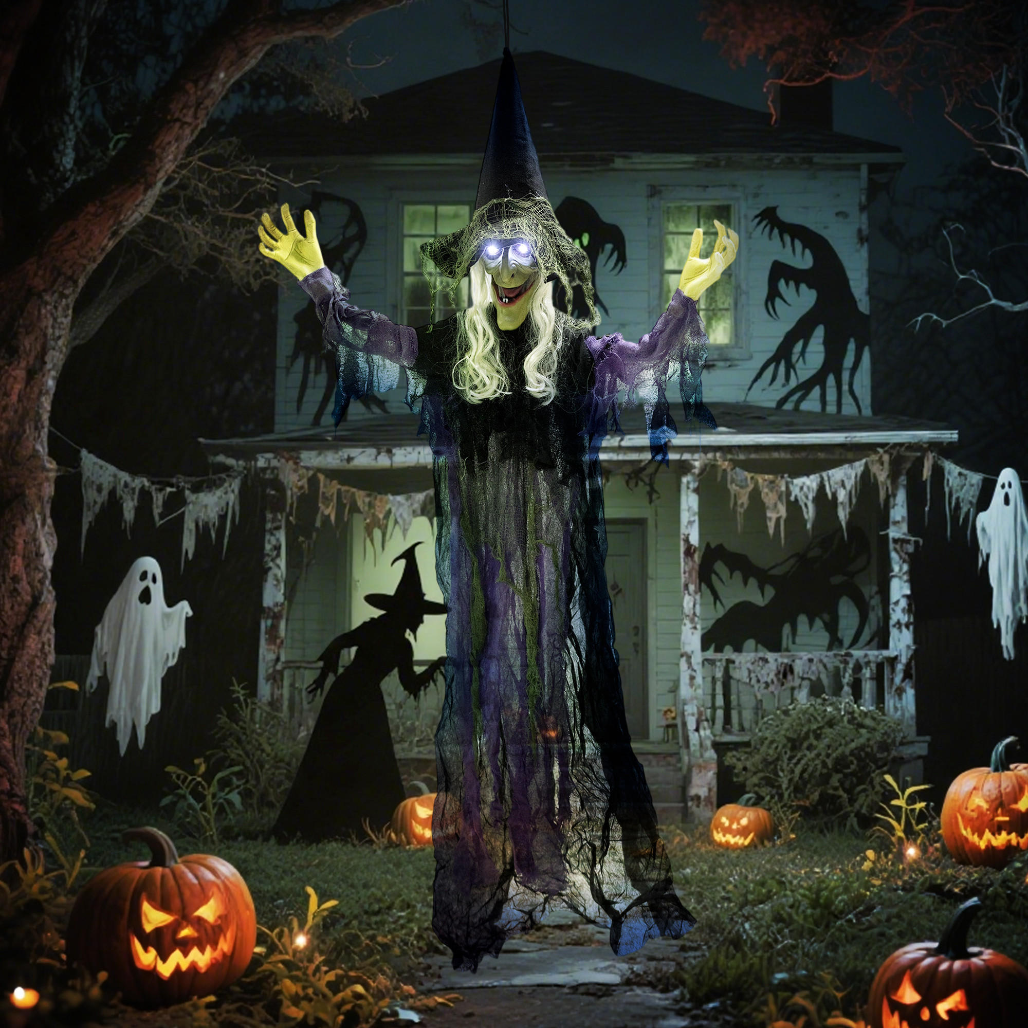 HALLOWEEN-DEKORATION Stahl Polyester Violett - Violett, Textil (15/183/80cm) - Outsunny