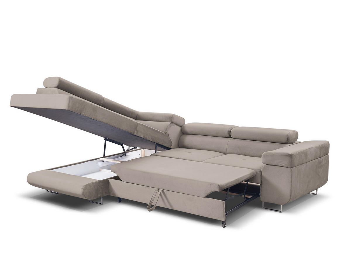 ECKSOFA Marlene III L-Form mit verstellbaren Kopfstützen Schlaffunktion Bettkasten 271 cm links beige - Beige, Kunststoff (271/202cm) - Margaret Hadas24
