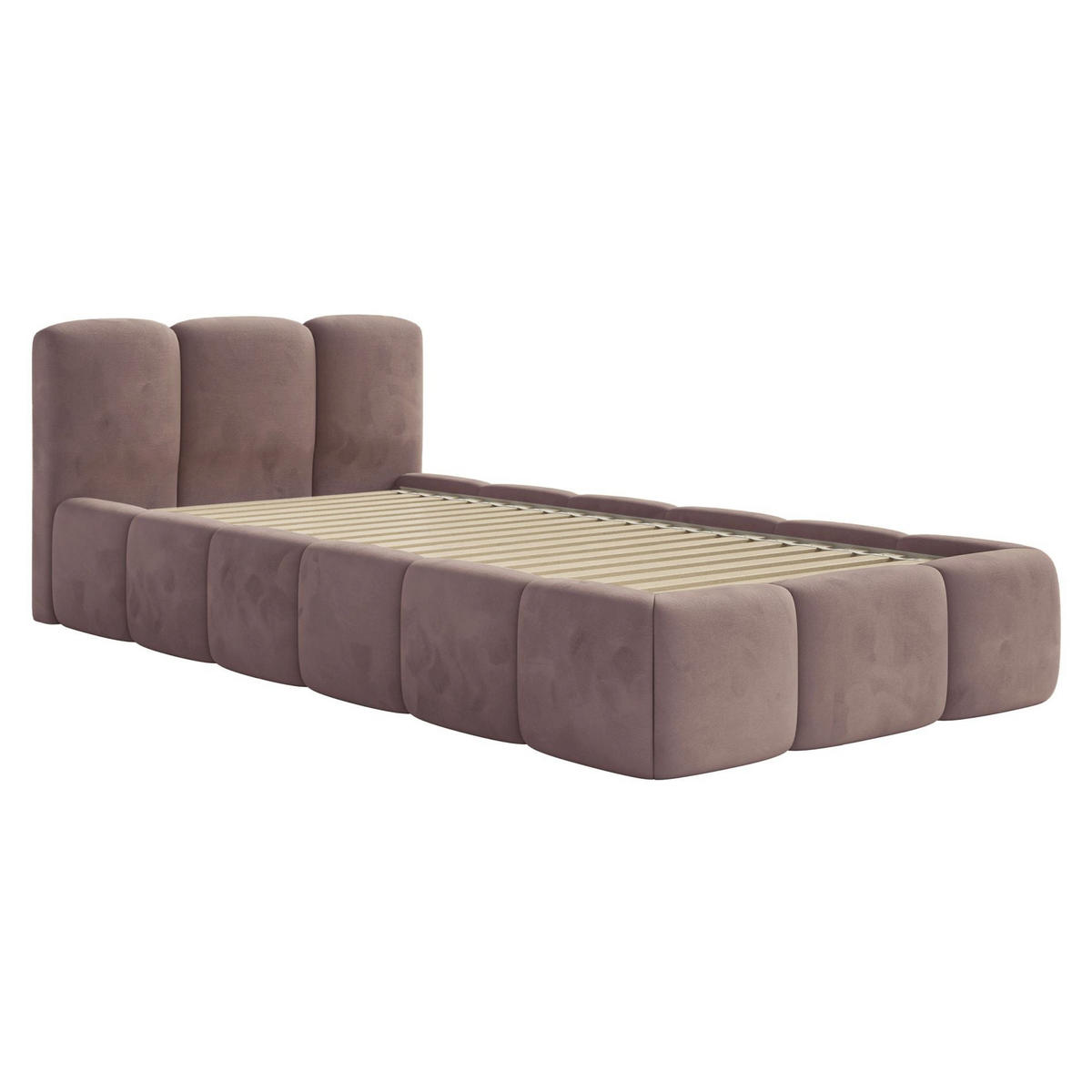 POLSTERBETT Cloudy Low Hellrosa Samt, 90x200 cm - Hellrosa/Schwarz, Kunststoff/Textil (90/200cm) - Selsey