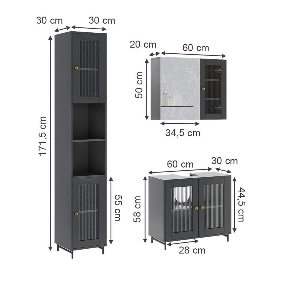 MALTE Šedá - šedá, kompozitní dřevo (60/58/30cm) - Vicco