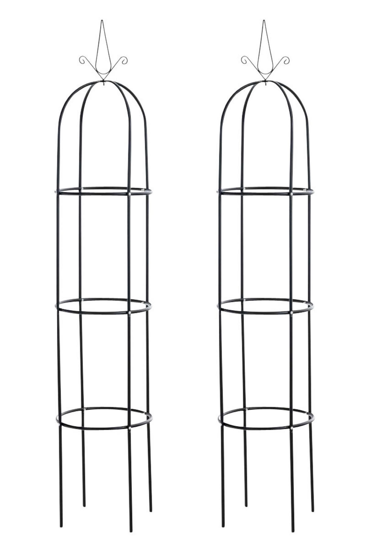 ROSENSÄULE Roman - 2er Set - schwarz - Schwarz, Metall (38/190/38cm) - TPFGarden
