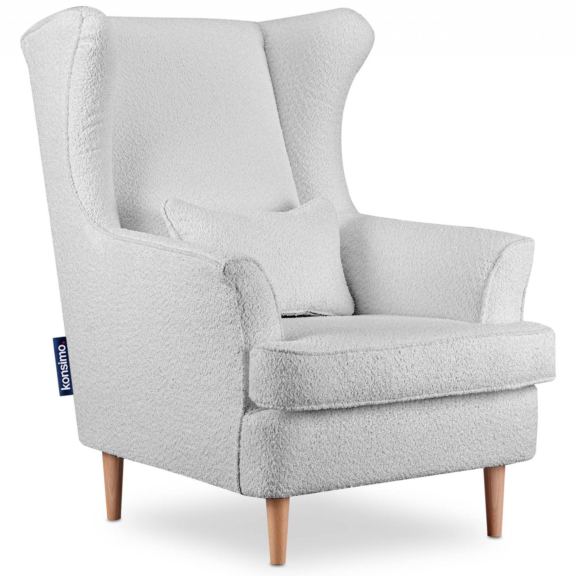 Konsimo® Ohrensessel Hellgrau, Braun 82x108x80 cm