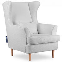 OHRENSESSEL STRALIS inklusive dekorativem Kissen, Hellgrau - Hellgrau/Braun, Textil (82/108/80cm) - KONSIMO®