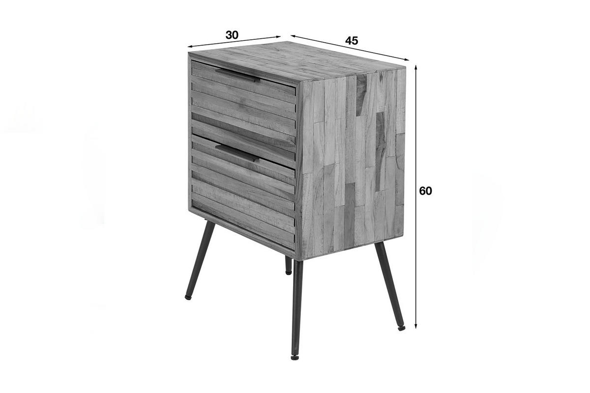 NACHTTISCH TICAR Holz Teakholz - Braun, Holz (45/60/30cm) - KAWOLA