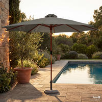 SONNENSCHIRM - Eukalyptus massiv / Polyester - Salbeigrün, Holz/Textil (300/300cm) - home24