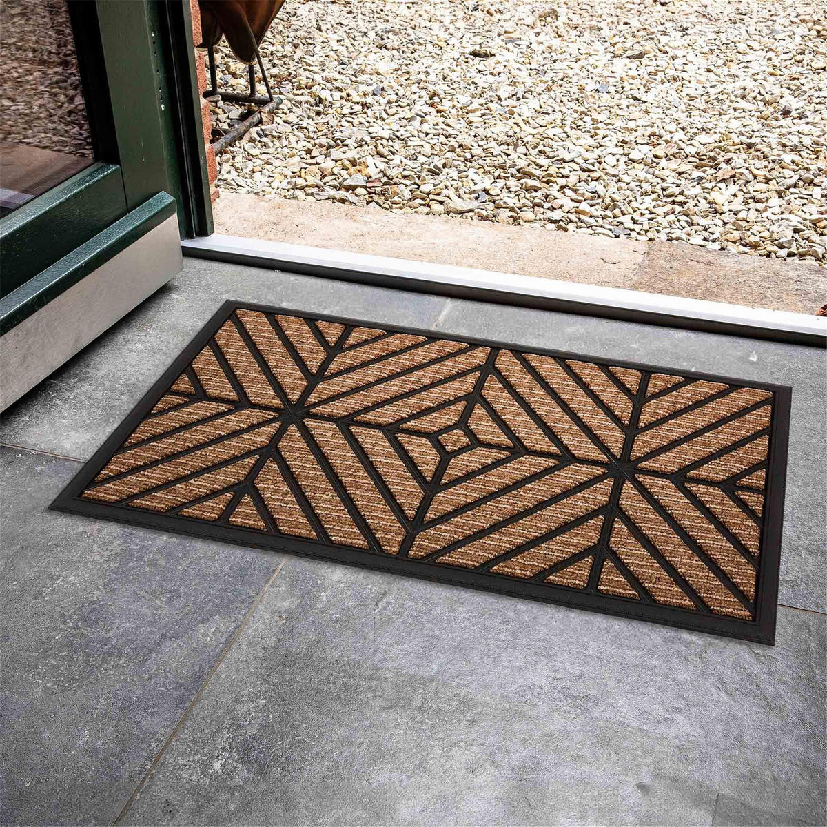 ROHOŽKA do exteriéru BORDER GRAPHIC - hnedá, textil (45/75cm) - Astra