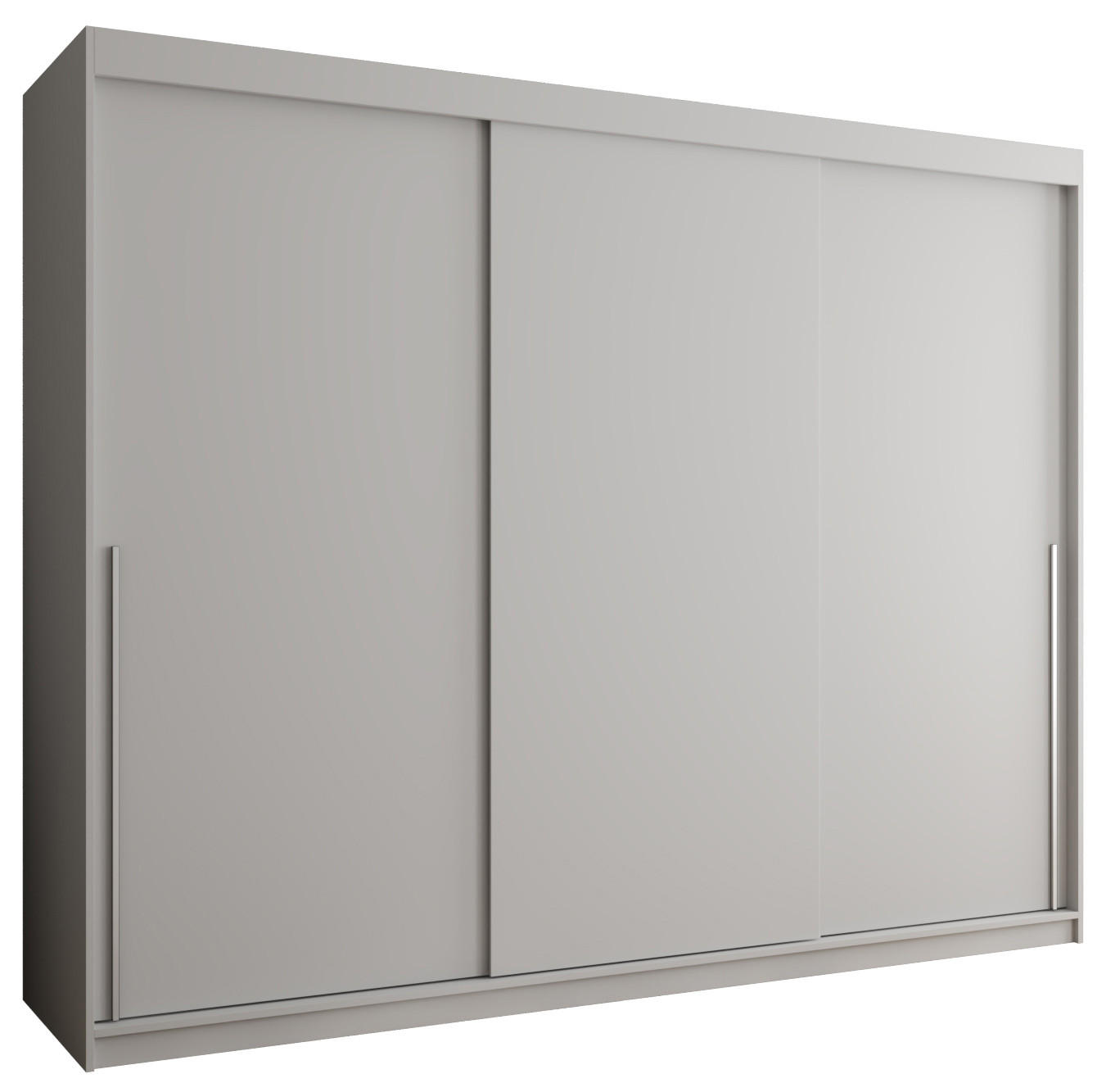 SCHIEBETÜRENSCHRANK 250 cm Breite Weiß mit silbernem Griff - Silberfarben/Weiß, Holzwerkstoff (250/200/62cm) - Home Collective