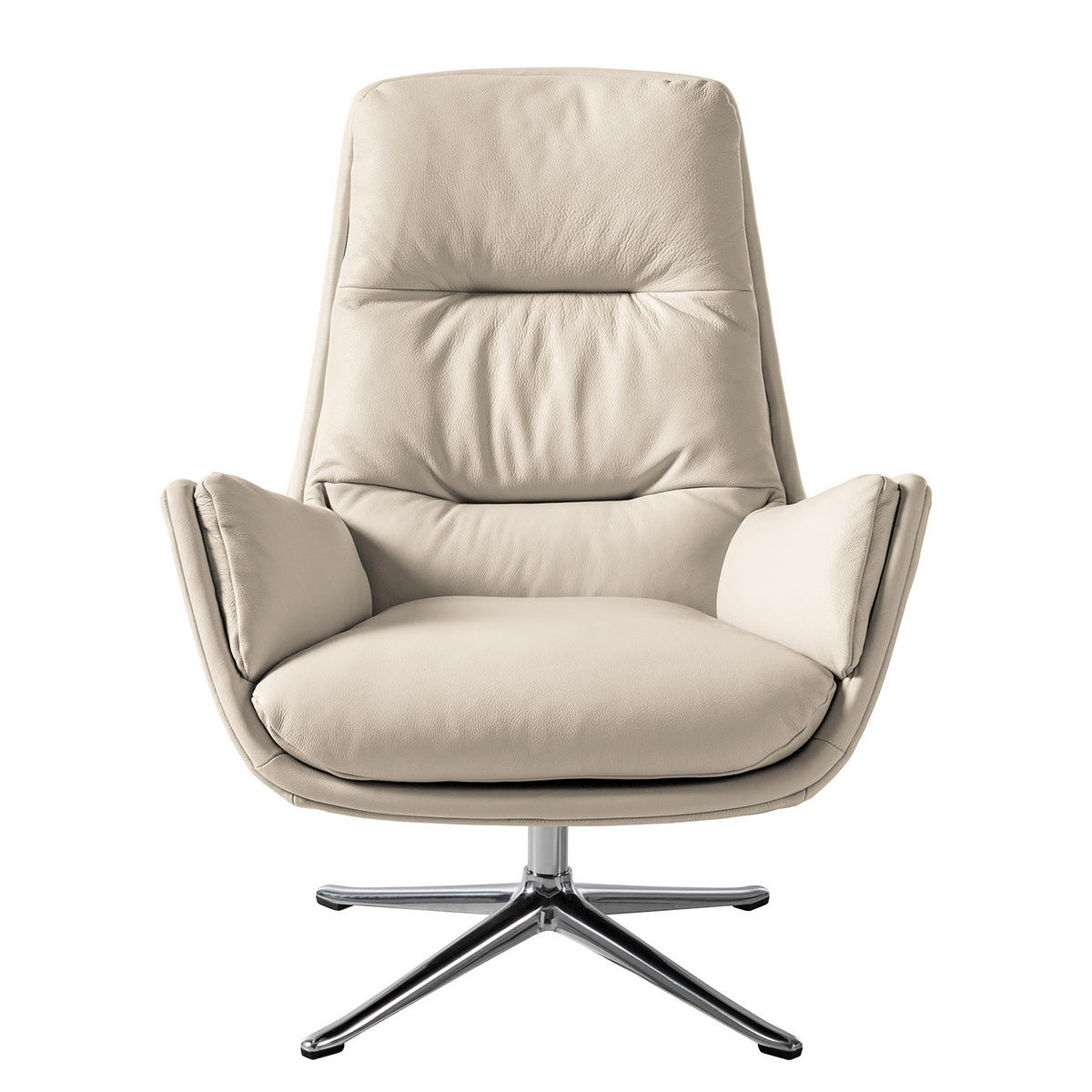 SESSEL mit Kreuzfuß - Chromfarben/Hellgrau, Leder/Metall (83/95/97cm) - home24