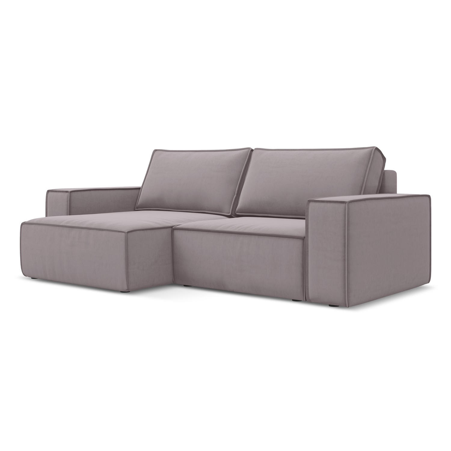 ECKSOFA mit Schlaffunktion Samt Stoff Violett - Lila/Flieder, Kunststoff/Textil (148/257cm) - LaMiaSofa