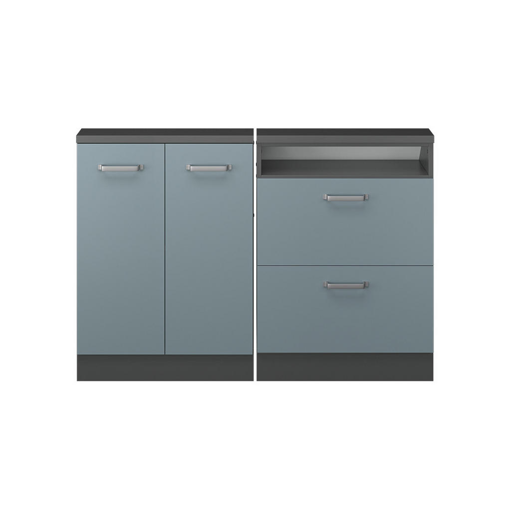 Vicco Dachschrägenschrank-Set | Weiß, Anthrazit | 120/83.8/46 cm | Blaugrau, Anthrazit