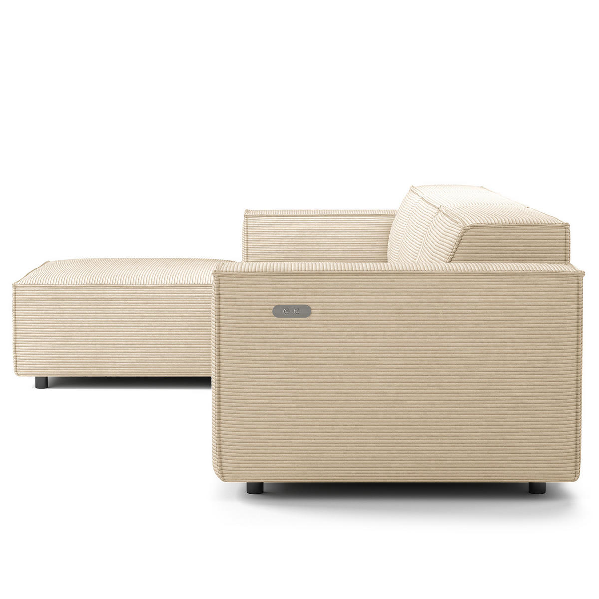 ECKSOFA mit Longchair - Beige/Schwarz, Kunststoff/Textil (294/177cm) - home24