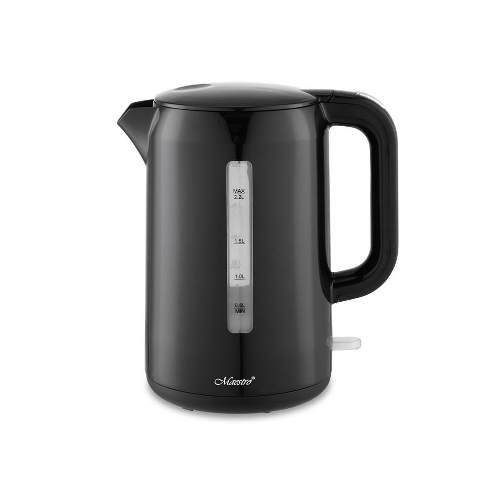 WASSERKOCHER ELEKTRISCH Schwarz 22.5/15.5/25 cm MR022BLACK - Schwarz, Kunststoff (15.5/25/22.5cm) - Maestro 