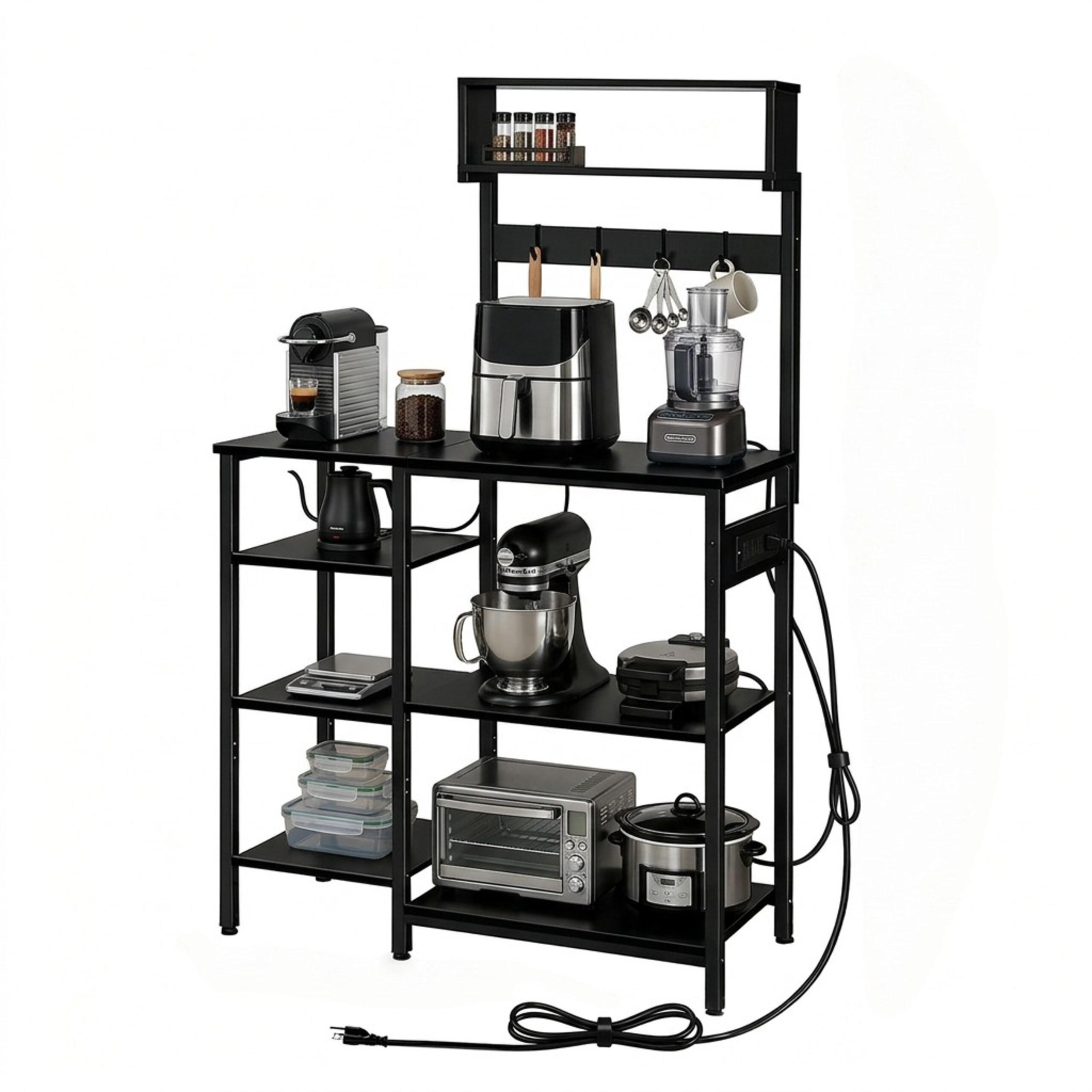 KUCHYNSKÁ pol. - čierna, kov/kompozitné drevo (40/151/82cm) - Relaxdays