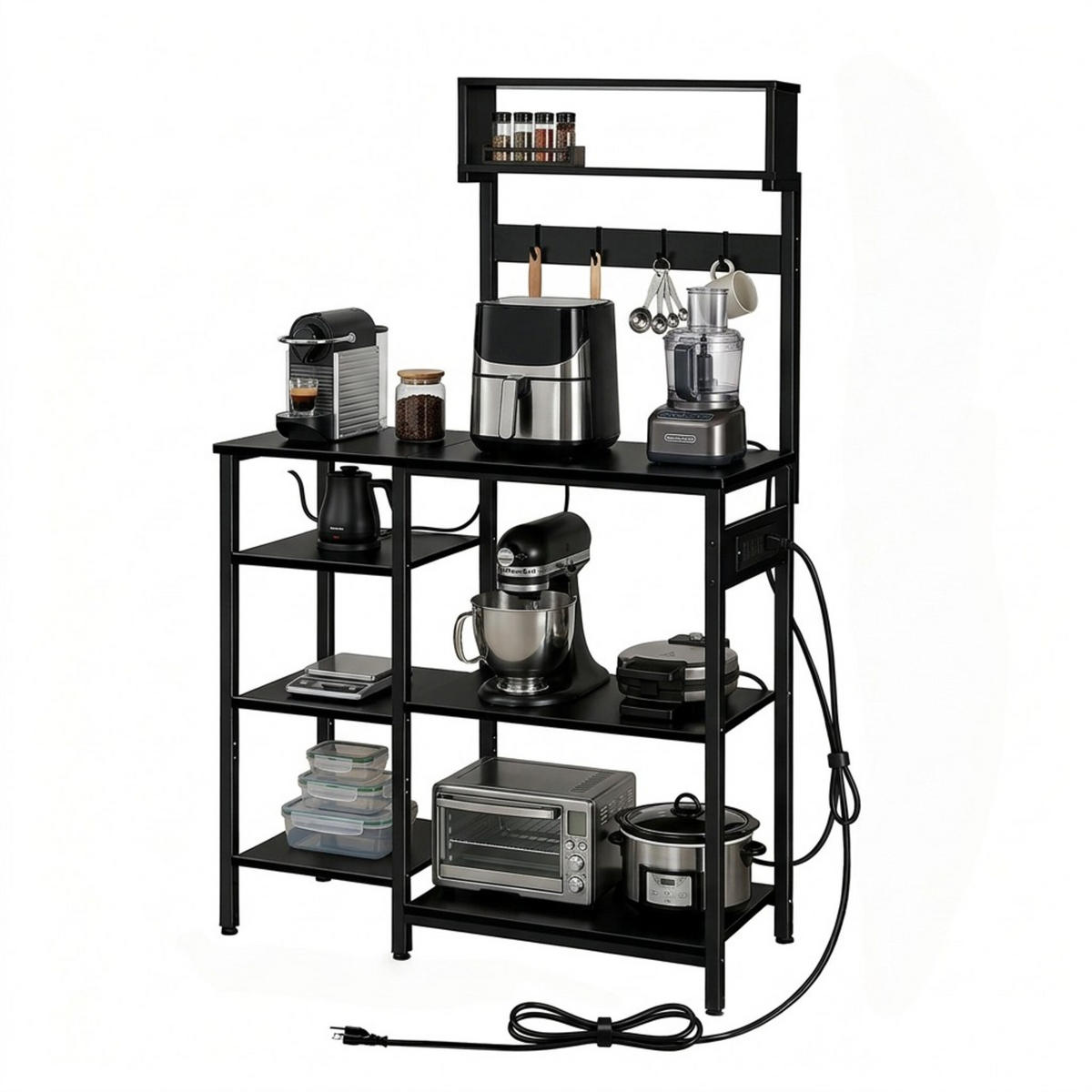 KUCHYNSKÁ pol. - čierna, kov/kompozitné drevo (40/151/82cm) - Relaxdays