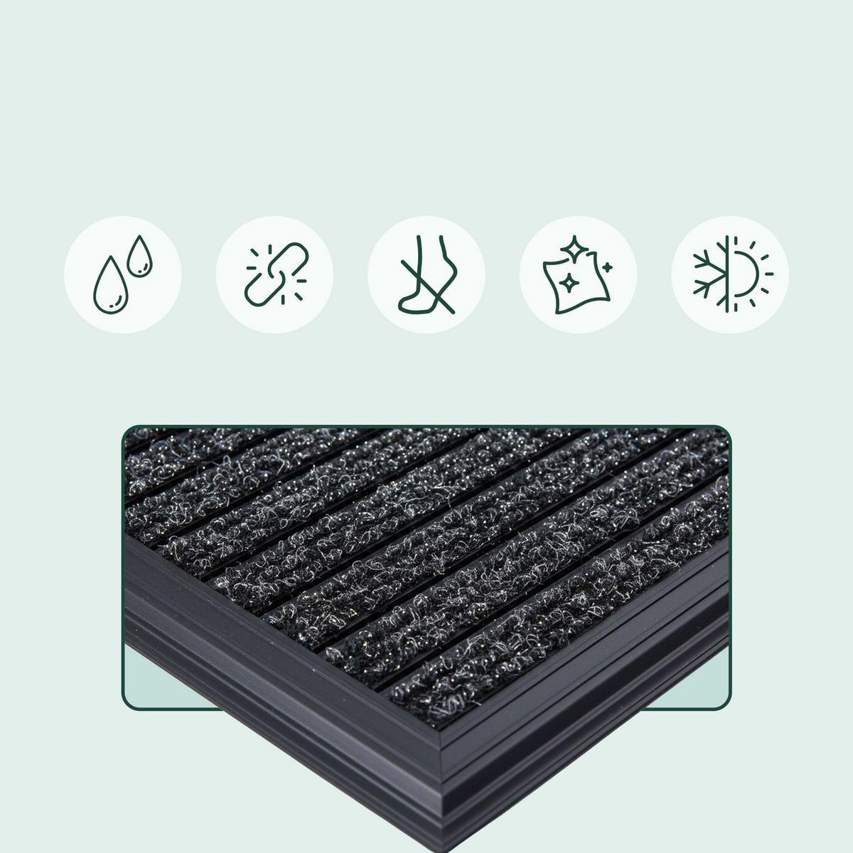 ROHOŽ - čierna, kov/textil (80/50cm) - Relaxdays