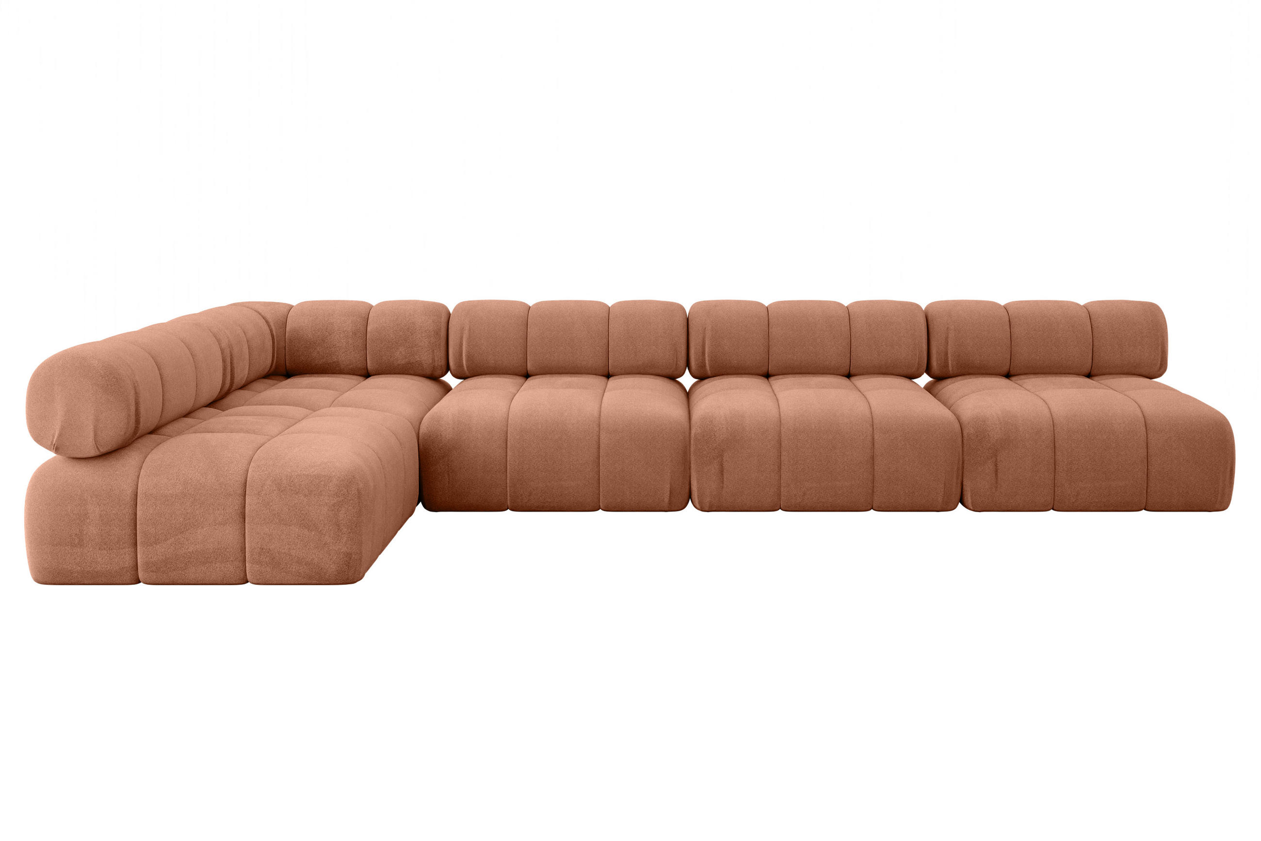 ECKSOFA modulares Sofa Samaro-L3 - 380x190x70 cm Apricot Velours - Koralle, Holzwerkstoff/Textil (380/190cm) - ALTDECOR