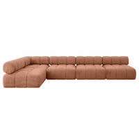ECKSOFA modulares Sofa Samaro-L3 - 380x190x70 cm Apricot Velours - Koralle, Holzwerkstoff/Textil (380/190cm) - ALTDECOR