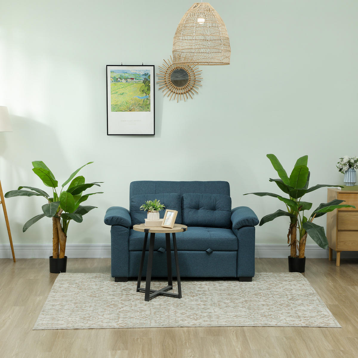 KÜNSTLICHER Bananenbaum 2er Set groß 120 cm Kunstpflanze - Grün, Kunststoff (120cm) - HOMCOM