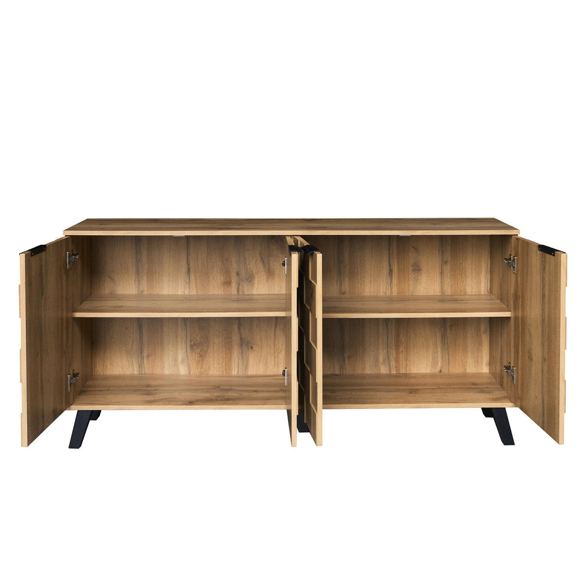 SIDEBOARD 160,5/35,5/78 cm mit 4 Türen in Holzfarbe und modernem Design - Naturfarben, Holzwerkstoff (160.5/78/35.5cm) - BEAOK