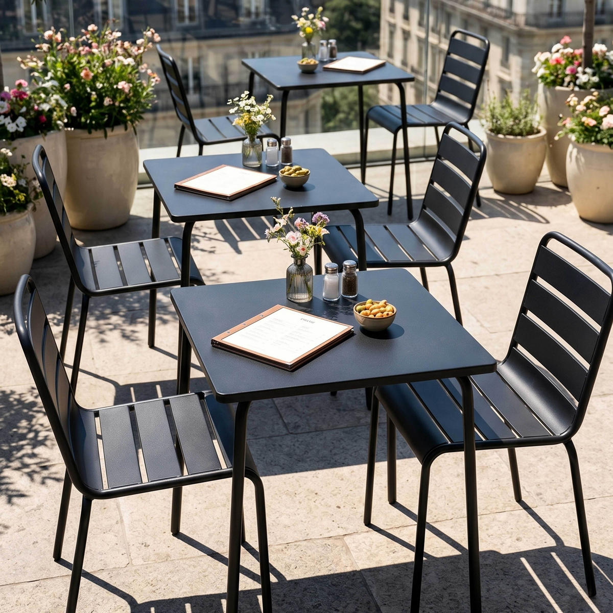 GARTENTISCH , Grau - Grau, Metall (70/70/72cm) - Oviala