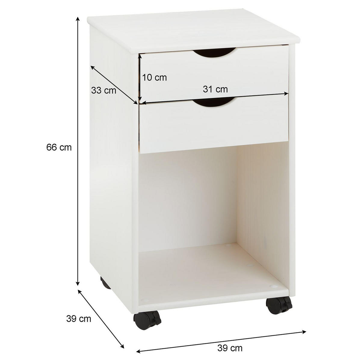ROLLCONTAINER KANO WEISS - Weiß, Holz (39/65/39cm) - IDIMEX
