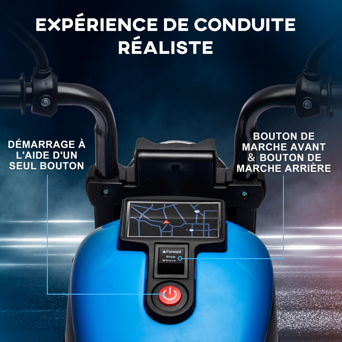 ELEKTRO-MOTORRAD DE-13101 LED-Scheinwerfer Blau - Blau, Kunststoff (76/42/57cm) - ComfortXL