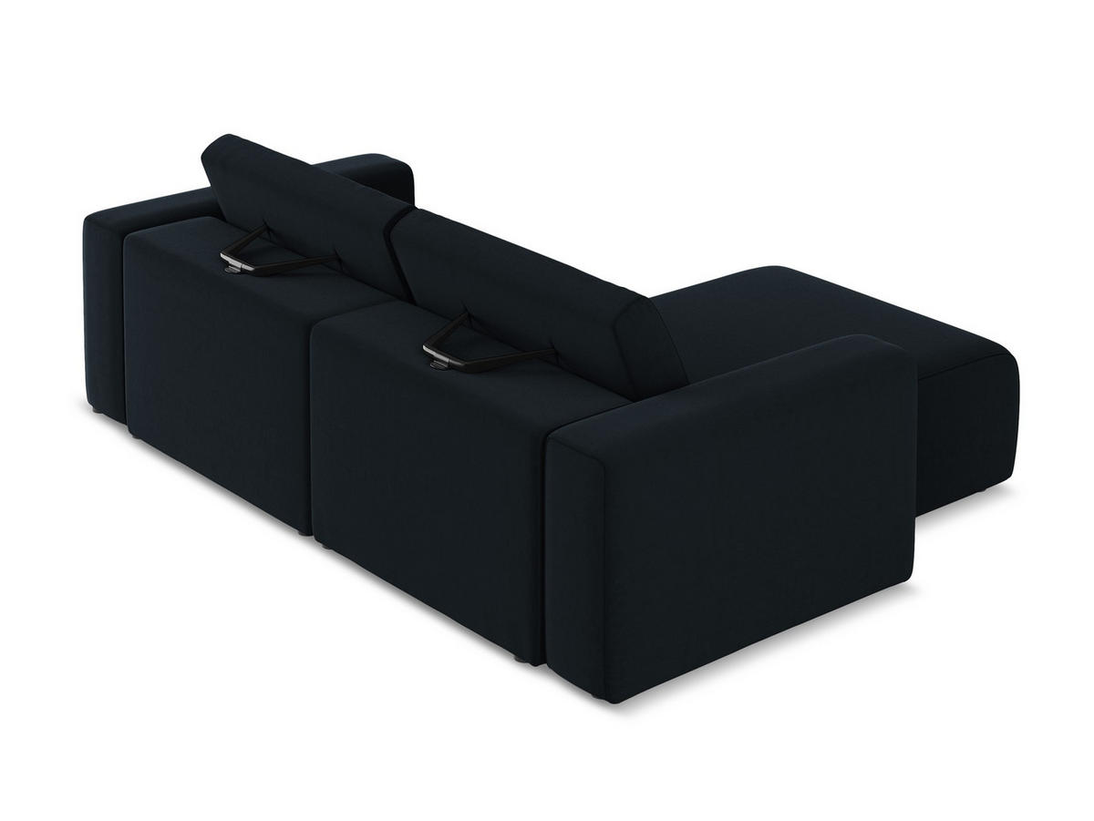ECKSOFA Links Samt Stoff Blau - Blau/Schwarz, Kunststoff/Textil (167/224cm) - Makamii