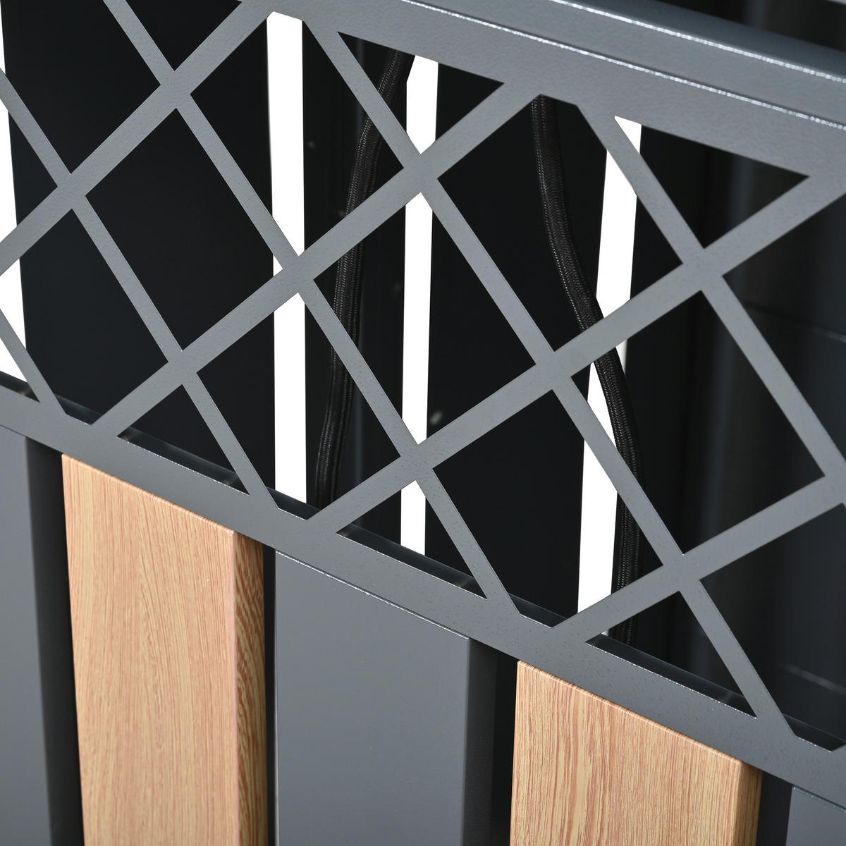 MÜLLTONNENBOX aus Stahl in Grau Holzoptik mit Klappdeckel 132x80x118,5 cm - Grau, Metall (132/118.5/80cm) - Modfu