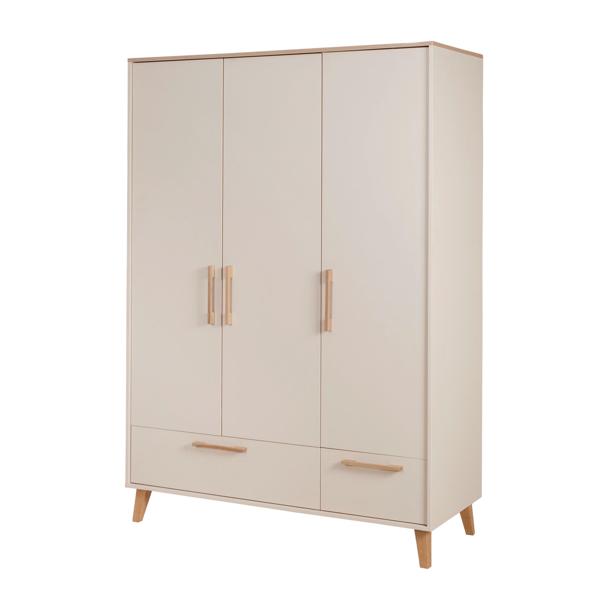 KLEIDERSCHRANK 3-türig Jil - Kastanienfarben/Kaschmir, Holz/Holzwerkstoff (138/200/55cm) - Roba