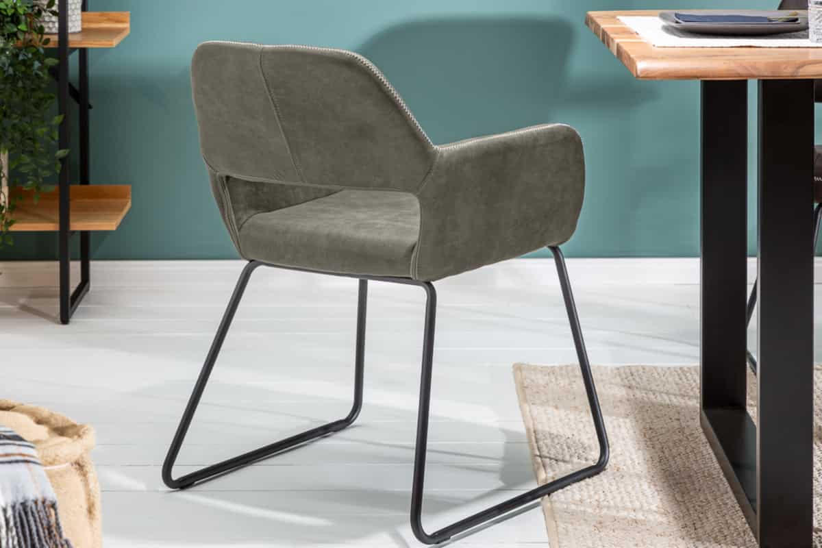 STUHL MUSTANG Microfaser Taupe 80 cm - Taupe/Schwarz, Textil/Metall (57/77/61cm) - riess-ambiente