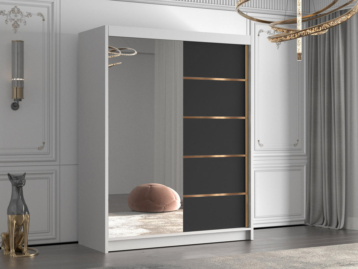 SCHIEBETÜRENSCHRANK Flavio III - Goldfarben/Multicolor, Holzwerkstoff/Metall (150/200/58cm) - MIRJAN24