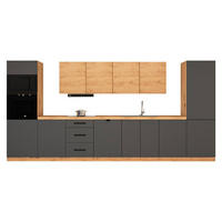 KÜCHENZEILE 440 cm - Langen KL7-M440 in Grau / Artisan Eiche - Schwarz/Eiche Artisan, Holz/Metall (440/212/58cm)