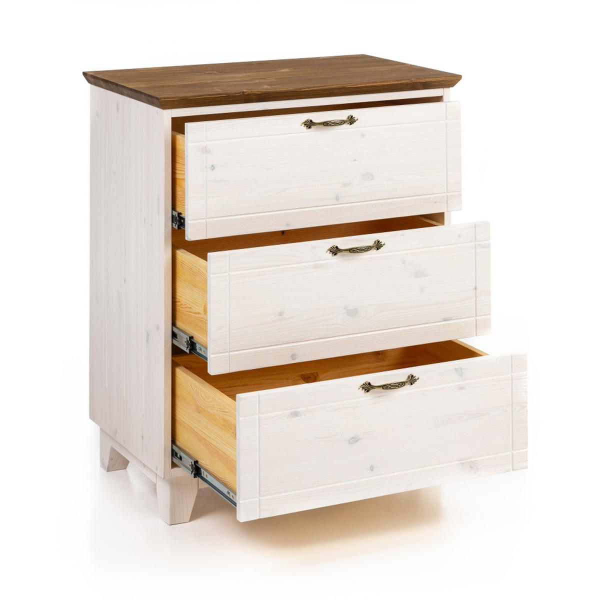 KOMMODE 74 cm - Dunkelbraun/Weiß, Holz (74/89/47cm) - MSL wooden furniture