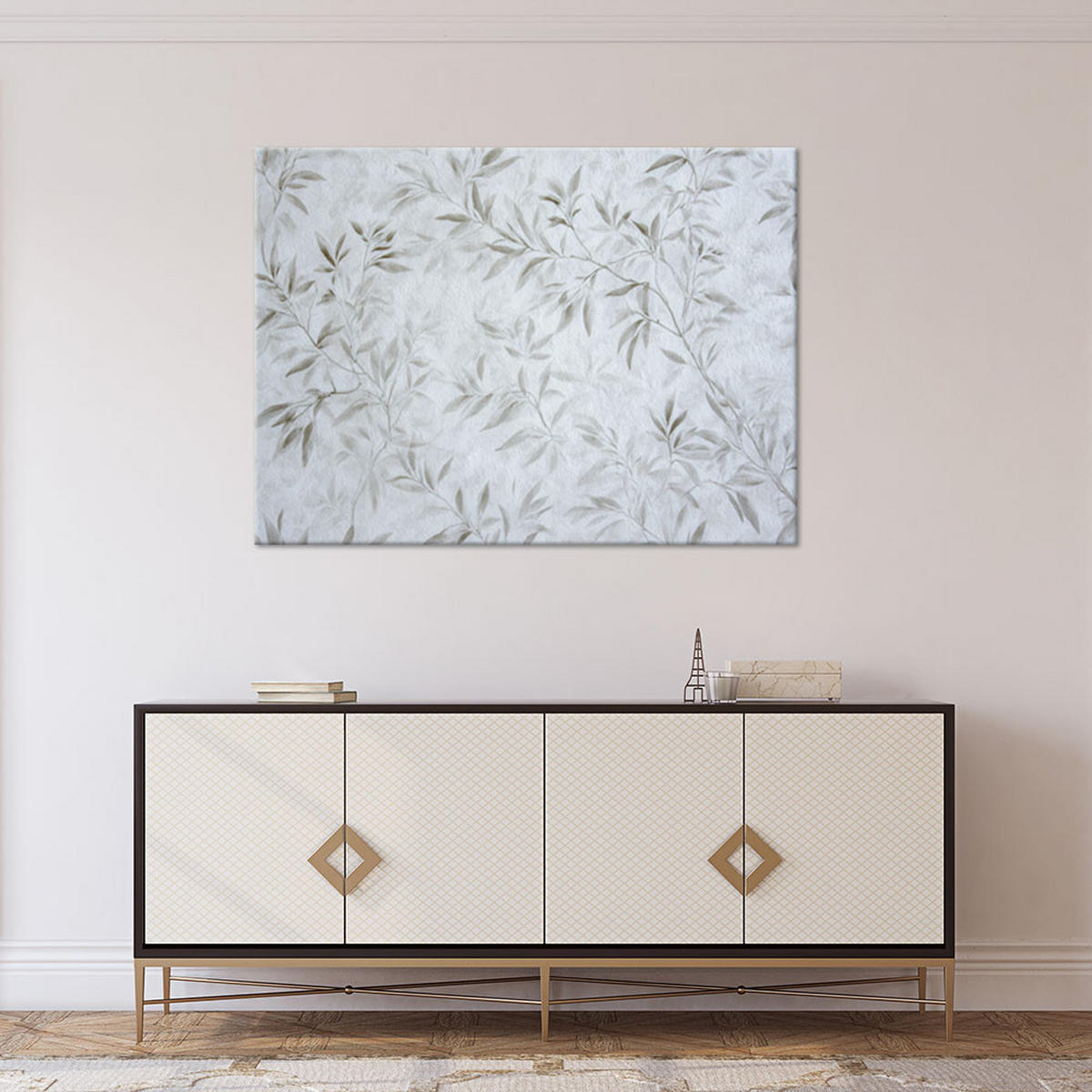 LEINWANDBILD, Zarte Bambusblätter in einer hellen botanischen Umgebung - Grau, Textil (120/80cm) - Feeby