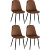 STUHL 4er Set Samt Braun - Schwarz/Braun, Textil/Metall (44/88/54cm) - CLP