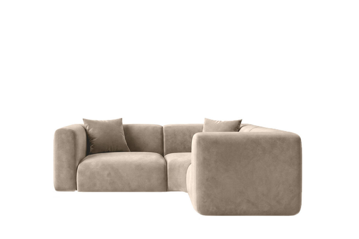 ECKSOFA Modulares, Corner Mini, Velvet-Stoff Bluvel, Latte, GRETA - Hellbraun, Holz (190/190cm) - Kaiser Möbel