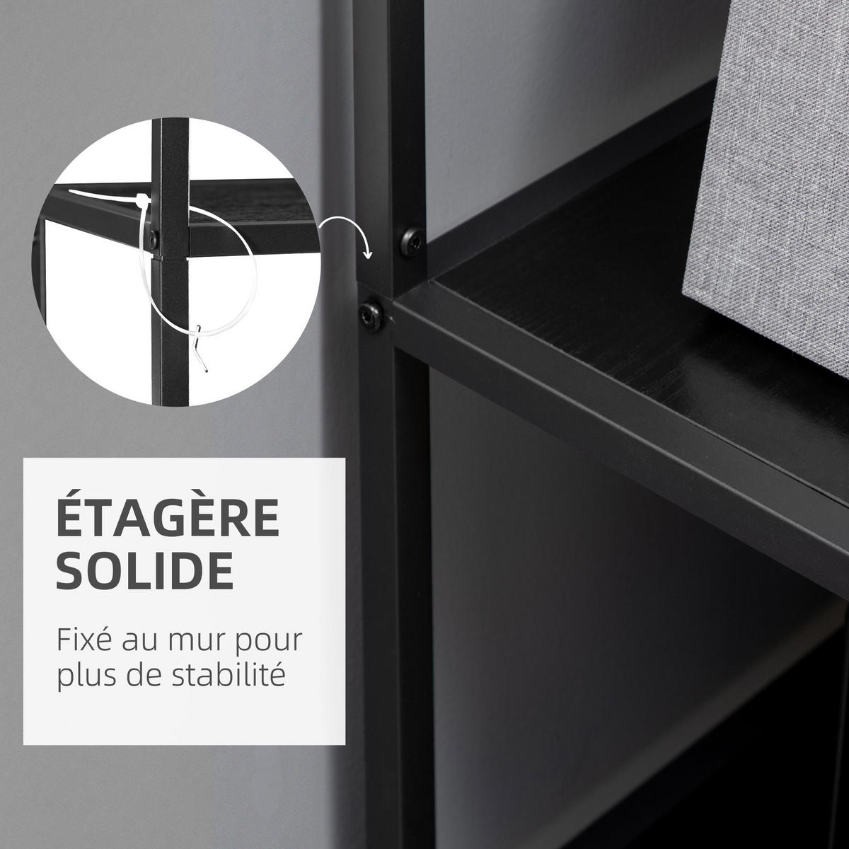 REGAL DE-15491 7 Ebenen, 83/34/180 cm Schwarz - Schwarz, Holzwerkstoff (83/180/34cm) - ComfortXL
