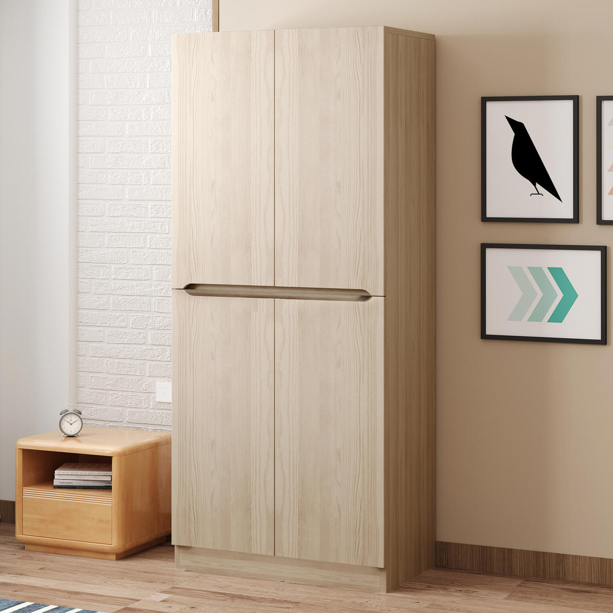 KLEIDERSCHRANK 70/40/170 cm mit 2 Drehtüren in Holzoptik - Naturfarben, Holz (70/170/40cm) - BEAOK