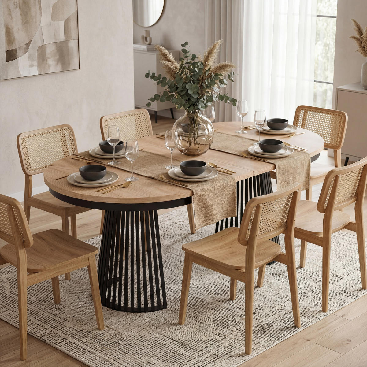 ESSTISCH TRAVIS Ausziehbar 100 - 180 / 100 x 76,6 cm - Schwarz/Eiche Artisan, Holz (100/100/76.6cm) - MASSENO