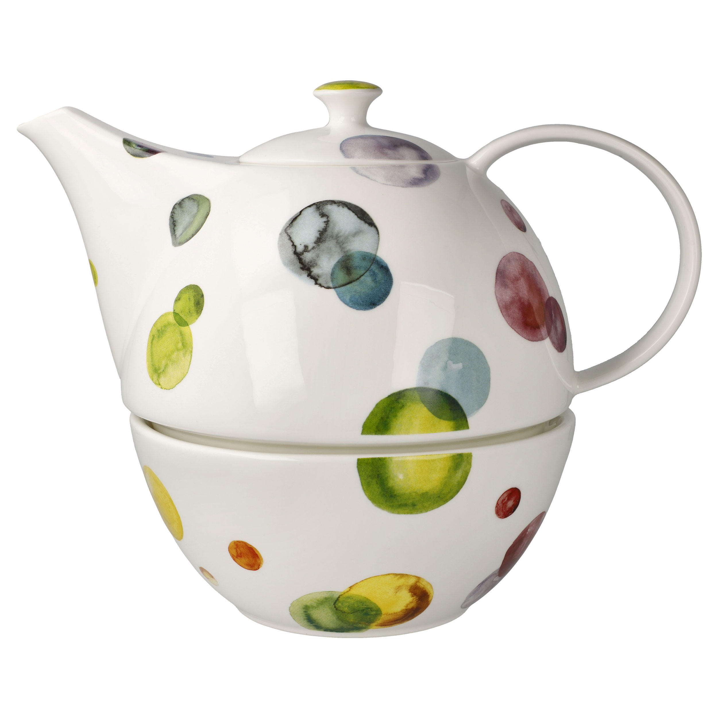TEEKANNE mit Stövchen Colori, Fine Bone China, Bunt, 1.2 L, 23123371 - Multicolor, Keramik (1.2L) - Goebel