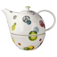 TEEKANNE mit Stövchen Colori, Fine Bone China, Bunt, 1.2 L, 23123371 - Multicolor, Keramik (1.2L) - Goebel
