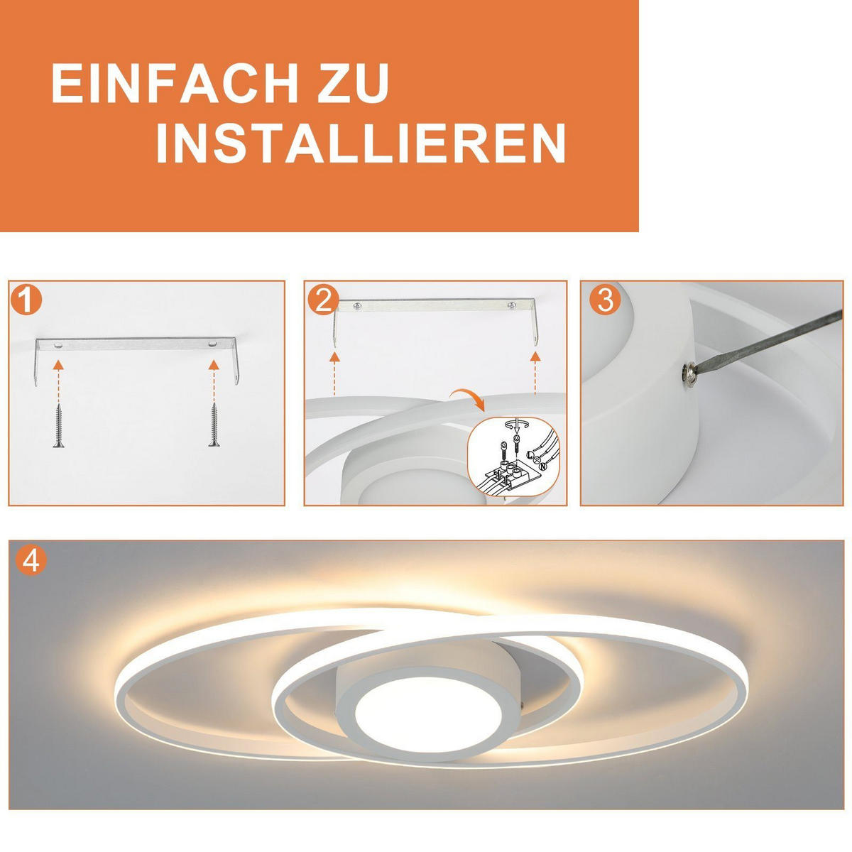 LED-DECKENLEUCHTE Einäugig 57/23/4 cm - Weiß, Metall (57/23/4cm) - Nettlife