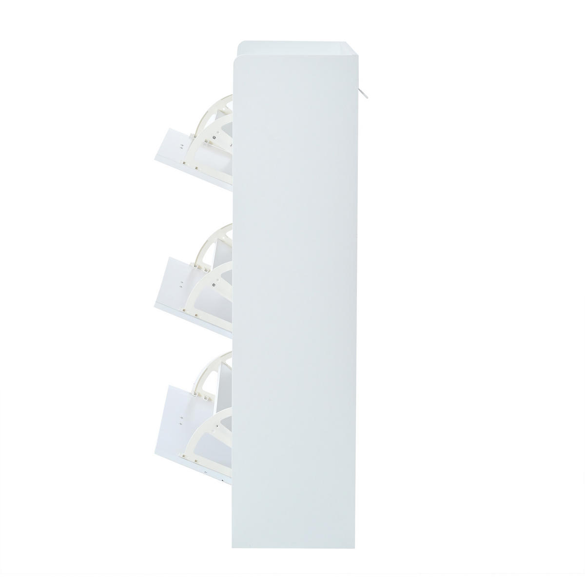 SCHUHSCHRANK aus MDF 70x30x120cm in Weiß mit 3 Klapptüren - Weiß, Holzwerkstoff (70/120/30cm) - Modfu