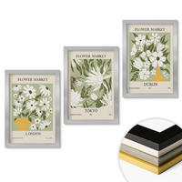 WANDBILDER 3er Set - 20x30 cm Silberner Rahmen - Blumenmuster London Tokio Dublin - Silberfarben, Kunststoff (20/30cm) - ArtPrintCave