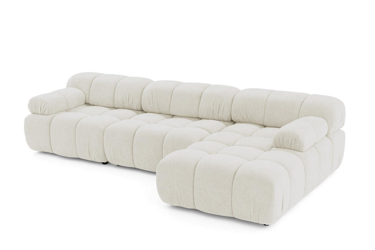 MODULARES Ecksofa MOMENTUM L, Rechts, Breite 282 cm, strukturierter Stoff, Weiß - Chromfarben/Weiß, Holz/Textil (155/282cm) - Muffo