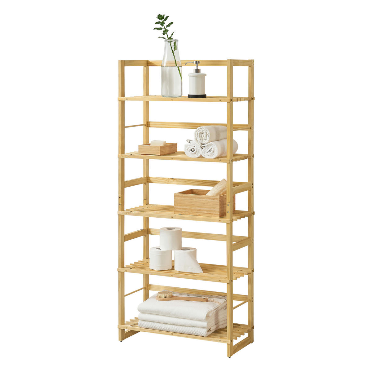 BADEZIMMERREGAL Luster - Naturfarben, Holz (58/135.5/27cm) - [en.casa]