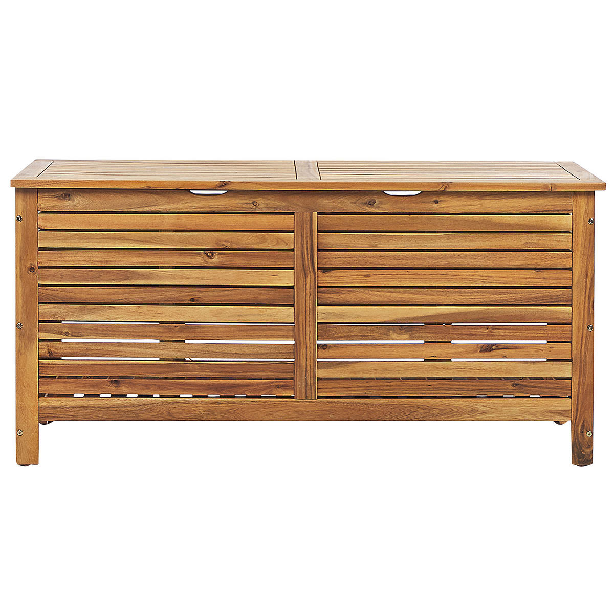 AUFLAGENBOX Akazienholz hellbraun 130/48 cm Riviera - Hellbraun, Holz (130/64/48cm) - Beliani