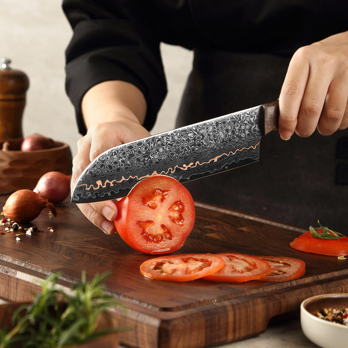 SANTOKUMESSER 18 cm - Kupferfarben, Holz/Metall (1cm) - Wakoli