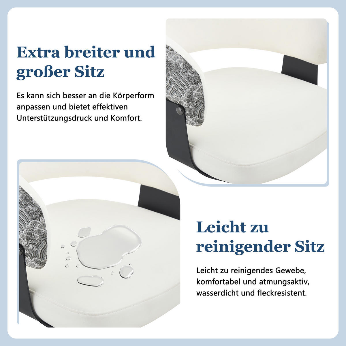 ARMLEHNSTUHL-SET DE-36711 2 Stück im Mid-Century-Modern-Stil mit gemusterter Rückenlehne Weiß - Weiß, Metall (48/77.3/46.5cm) - ComfortXL