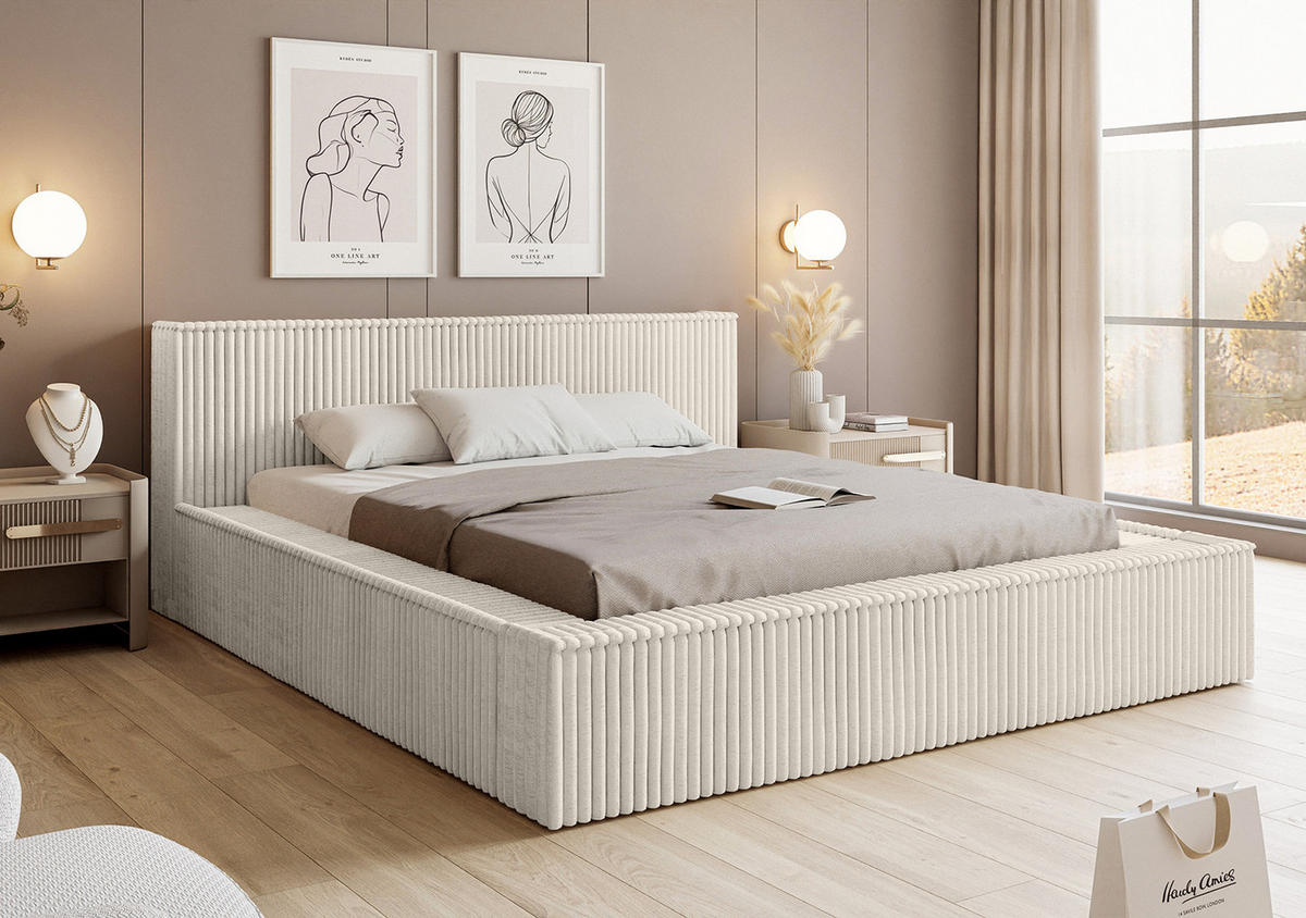 POLSTERBETT ALENZO 180x200 cm, Weiß - Weiß, Textil (200/180cm) - Fedve